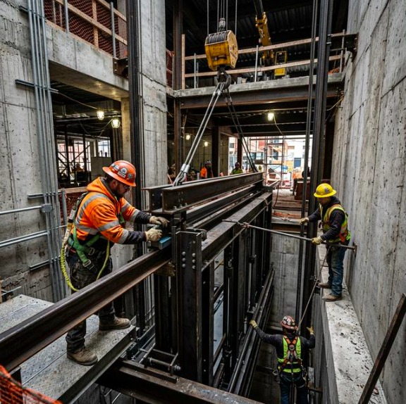 Elevator shaft being planned during building construction